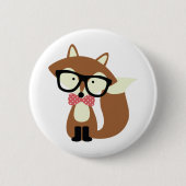 Krawatte und Brille Hipster Brown Fox Button (Vorderseite)