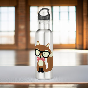 Krawatte und Brille Hipster Brown Fox Edelstahlflasche