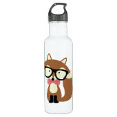Krawatte und Brille Hipster Brown Fox Edelstahlflasche (Vorderseite)