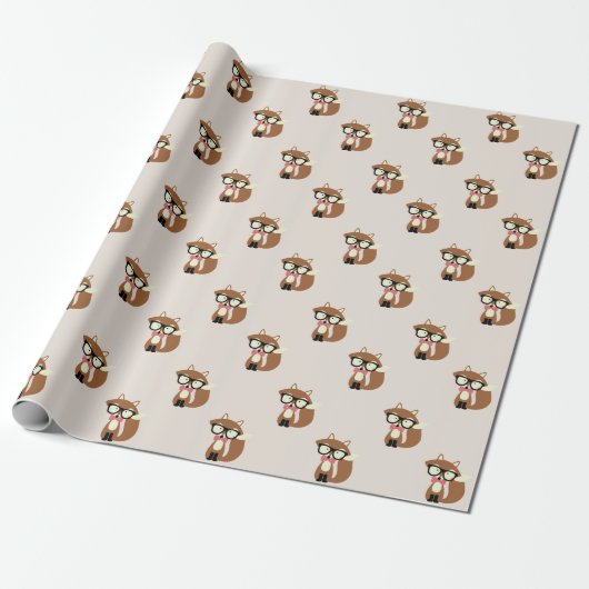 Krawatte und Brille Hipster Brown Fox Geschenkpapier (Ungerollt)