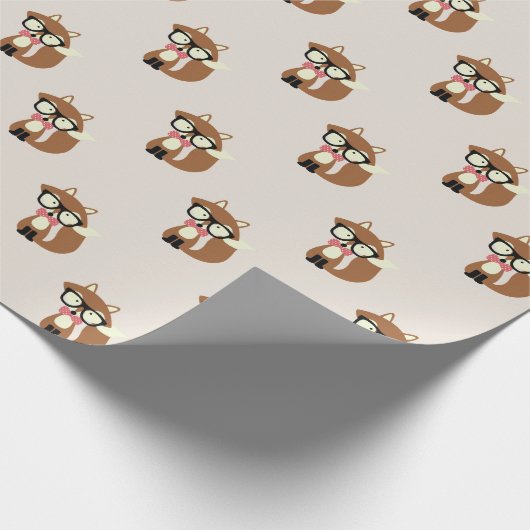 Krawatte und Brille Hipster Brown Fox Geschenkpapier (Ecke)