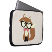 Krawatte und Brille Hipster Brown Fox Laptopschutzhülle (Vorne Rechts)