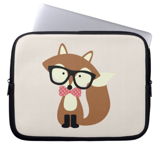 Krawatte und Brille Hipster Brown Fox Laptopschutzhülle (Vorderseite)
