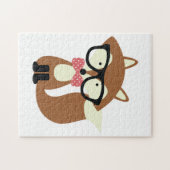 Krawatte und Brille Hipster Brown Fox Puzzle (Horizontal)