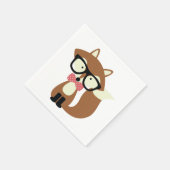 Krawatte und Brille Hipster Brown Fox Serviette (Ecke)