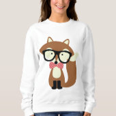 Krawatte und Brille Hipster Brown Fox Sweatshirt (Vorderseite)