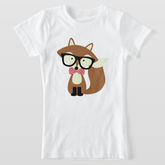 Krawatte und Brille Hipster Brown Fox T-Shirt (Ablage )