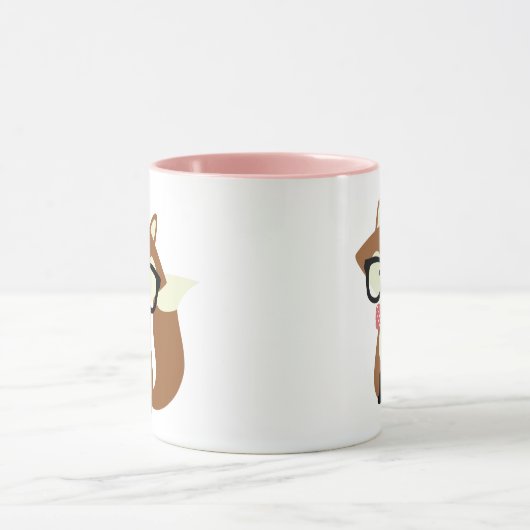 Krawatte und Brille Hipster Brown Fox Tasse (Zentrum)