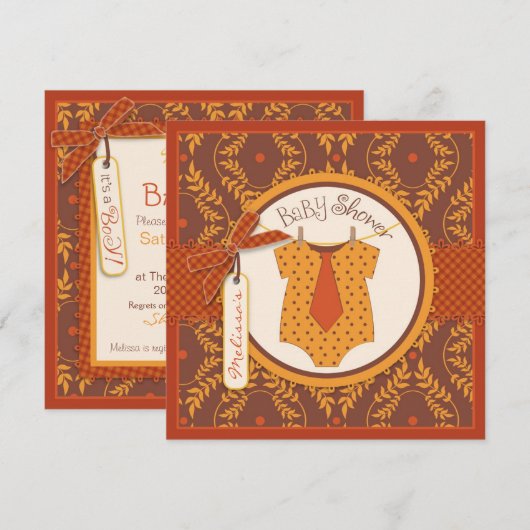 Krawatte und Herbstdusche Einladung (Vorne/Hinten)