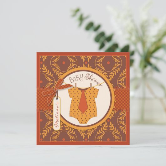 Krawatte und Herbstdusche Einladung (Stehend Vorderseite)