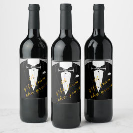 Krawatte und Tuxedo Weinetikett