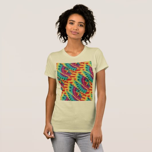 Krawatte vermischt Gelb Lila Türkis T-Shirt (Vorne ganz)