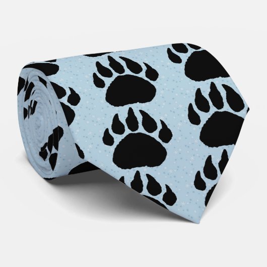 KRAWATTE VON BÄRENZENDRUCK UND SCHNEEFLAKEN (Gerollt)