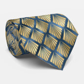 Krawatte von Gold und Navy Blue Metallic (Gerollt)