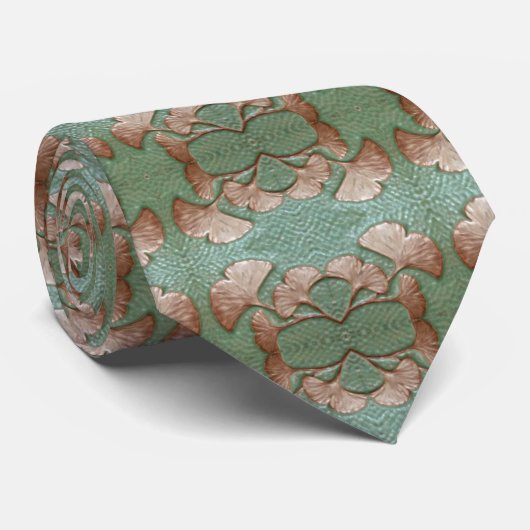 Krawatte von Männern mit Gingko-Blattdesign (Gerollt)