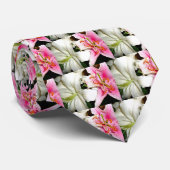 Krawatte White & Pink Lilies (Gerollt)
