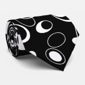 Krawatte Zizzago Retro Circles Schwarz-weiß (Gerollt)