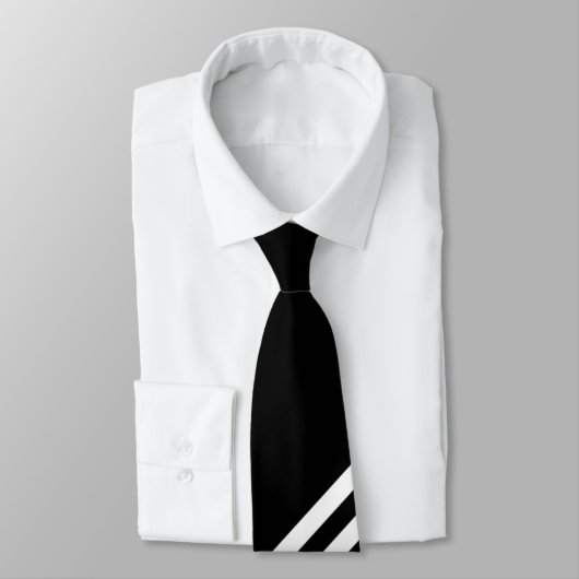 Krawatte Zizzago Retro Schwarz-weiß V Streifen (Gebunden)