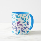 Krawatten-Anker-Muster 2 Tasse (VorderseiteRechts)