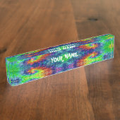 Krawatten-Himmel-Vintages Fraktal-Kaleidoskop Namensplakette (Seite)