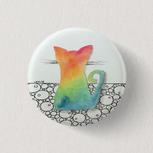 Krawatten-Katze mit Blasen Button