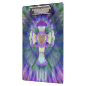 Krawatten-Kreuz mit Herz-Mitte in Lila, blau Klemmbrett (Links)