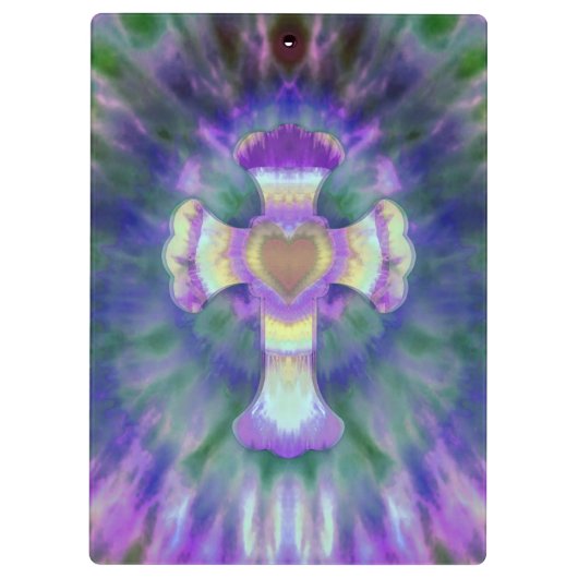 Krawatten-Kreuz mit Herz-Mitte in Lila, blau Klemmbrett (Rückseite)