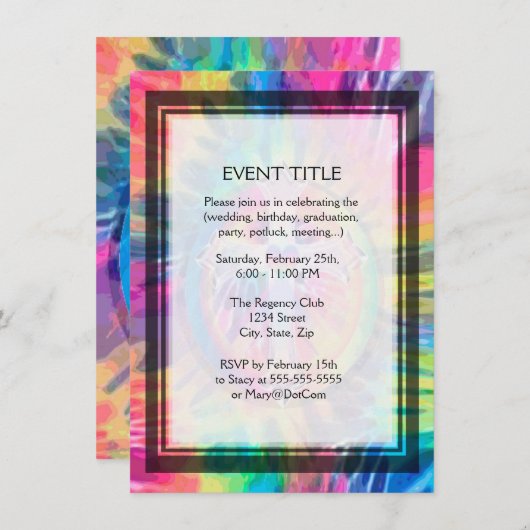 Krawatten-Kreuz mit Herzen in der Mitte Einladung (Vorne/Hinten)