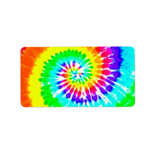 Krawatten-Regenbogen-Strudel-Neonregenbogen färbt Adressaufkleber