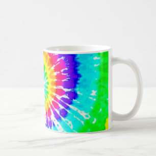 Krawatten-Regenbogen-Strudel-Neonregenbogen färbt Kaffeetasse