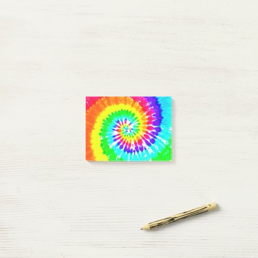 Krawatten-Regenbogen-Strudel-Neonregenbogen färbt Post-it Klebezettel (Auf Schreibtisch)