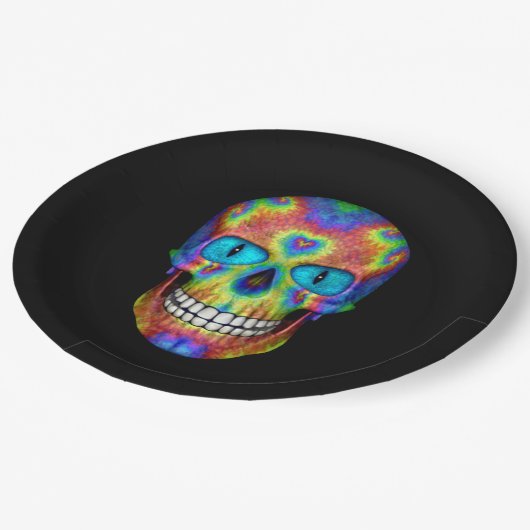 Krawatten-Schädel-toter Zombie-untoter Pappteller (Schrägansicht)