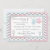 Krawatten-und Tutu-Zwillings-erster Geburtstag Einladung (Rückseite)