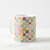 KRAZY QUILT Weiße Tasse + Text / Rosa (Vorderseite Links)