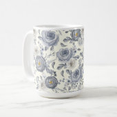 KREAM MIT SCHATTEN VON GRAUEN-WASSERFARBEN-BLUME KAFFEETASSE (Vorderseite Links)