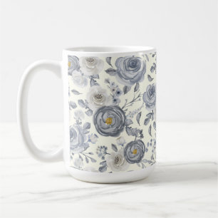 KREAM MIT SCHATTEN VON GRAUEN-WASSERFARBEN-BLUME KAFFEETASSE