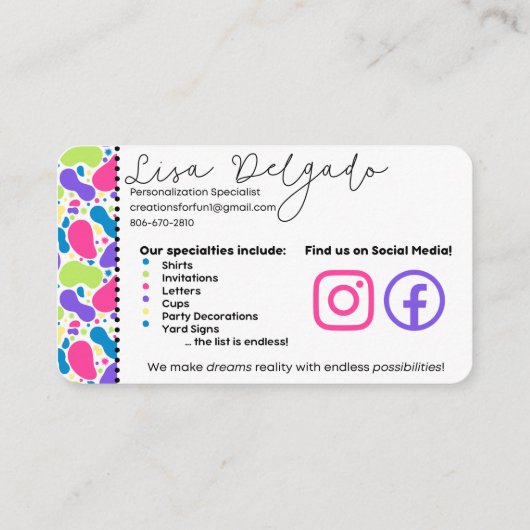 Kreationen für FUN_A Visitenkarte (Rückseite)