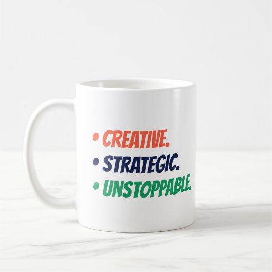 Kreativ strategisch unaufhaltsam | Boss Babe Gift Kaffeetasse (Links)
