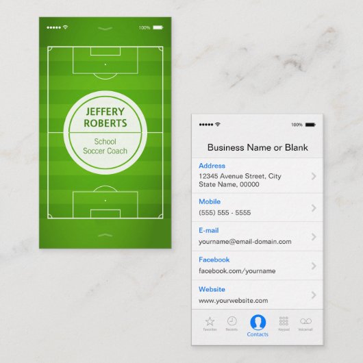 Kreativ und einzigartig - Fußballtrainer Visitenkarte (Vorne/Hinten)