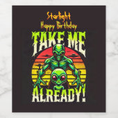 Kreative Alien Kunst zum Ausdruck des Interesses Weinetikett (Einzelnes Label)