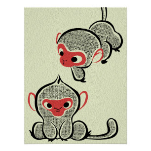 Kreative asiatische Wandkunst Affen Kunst Poster