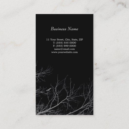 Kreative B&W Geschäftskarte der Baum-Silhouetten Visitenkarte (Rückseite)
