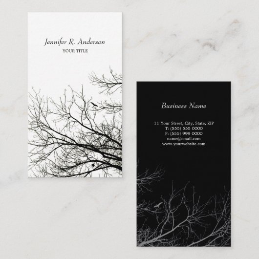 Kreative B&W Geschäftskarte der Baum-Silhouetten Visitenkarte (Vorne/Hinten)