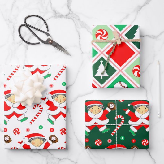 Kreative Baseball-Weihnachts-Geschenkverpackung Geschenkpapier Set (Vorderseite)