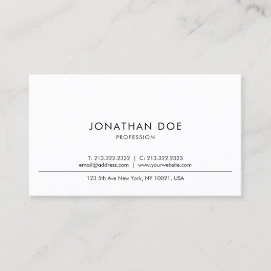 Kreative Berufliche Minimalistische Elegante Einfa Visitenkarte (Vorderseite)