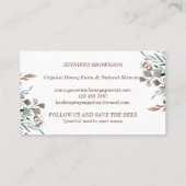 Kreative Bienenzucht Rustikale Visitenkarte (Rückseite)