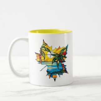 Kreative Blatt-Tasse für Kaffee oder Tee Zweifarbige Tasse