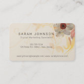 Kreative Bohemische Blüte und Feder mit Monogramm Visitenkarte (Rückseite)