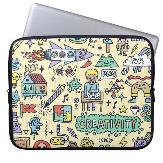 Kreative Doodles: Set Spaß Laptopschutzhülle (Vorderseite)