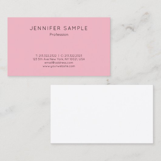 Kreative Einfache Beruflich Moderne Elegante Rosa Visitenkarte (Vorne/Hinten)
